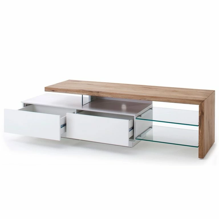 Loftscape Fredriks Meuble TV Molios I – Partiellement En Chêne Massif – Chêne / Blanc