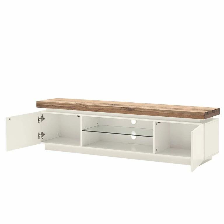 Loftscape Fredriks Meuble TV Roble I (avec éclairage) – Blanc Mat / Plateau En Chêne Sauvage Massif