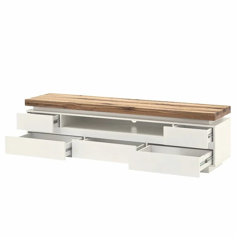 Loftscape Fredriks Meuble TV Roble III (éclairage Fourni) – Blanc Mat / Placage En Chêne Sauvage Massif