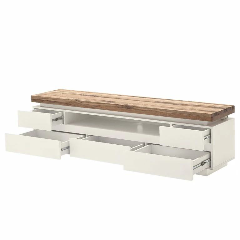 Loftscape Fredriks Meuble TV Roble III (éclairage Fourni) – Blanc Mat / Placage En Chêne Sauvage Massif