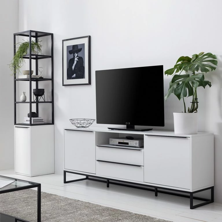 Loftscape Fredriks Meuble TV White Hall I – Blanc Mat / Noir