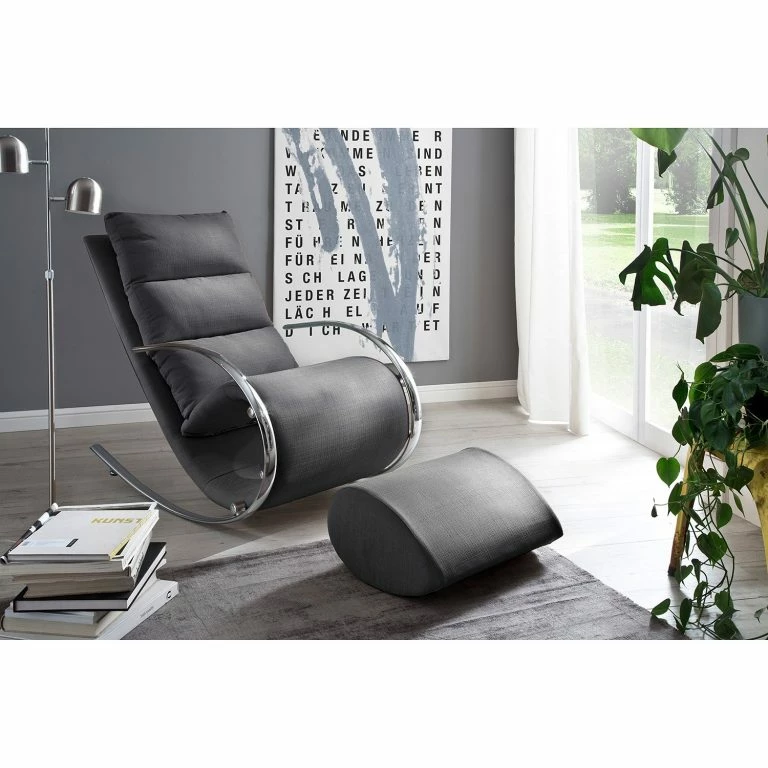 Loftscape Fredriks Rocking Chair Fox – Tissu Structuré – Gris