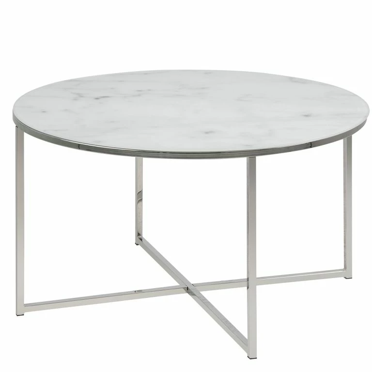 loftscape Fredriks Table basse Katori III – Imitation marbre blanc / Chrome
