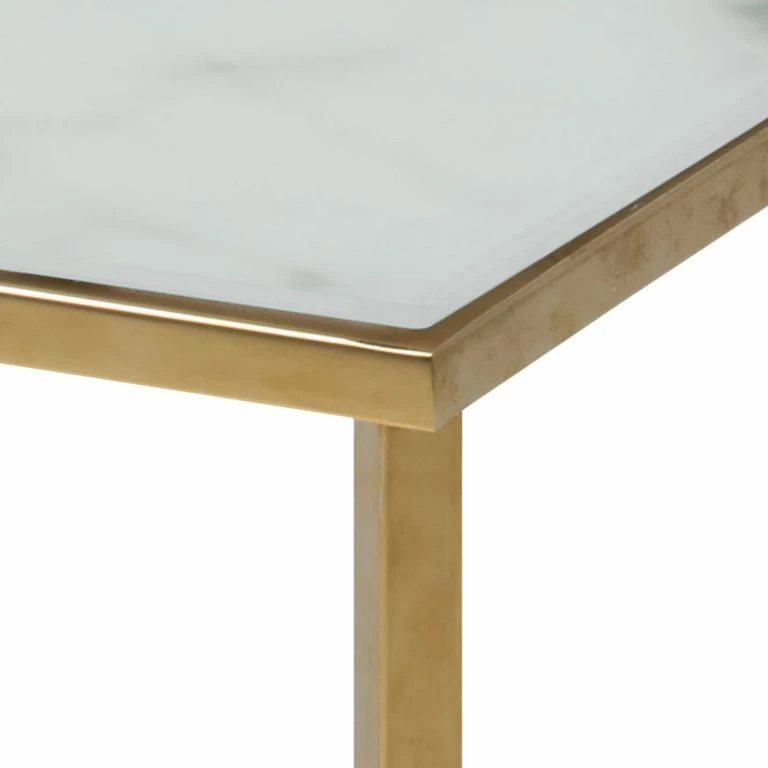 Loftscape Fredriks Table Basse Katori V – Verre / Fer – Imitation Marbre Blanc / Doré