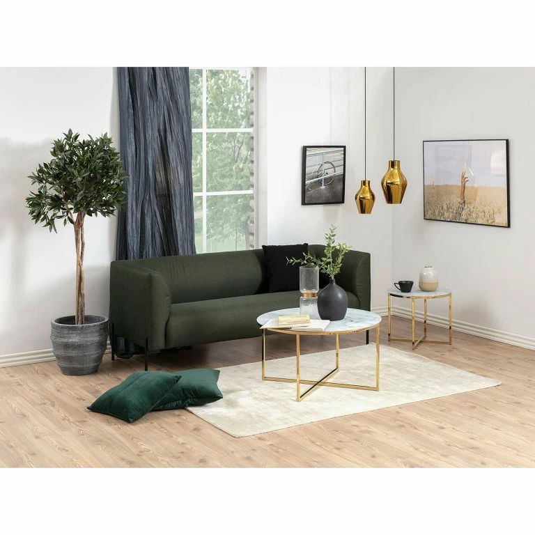 Loftscape Fredriks Table Basse Katori VI – Verre / Fer – Imitation Marbre Blanc / Doré