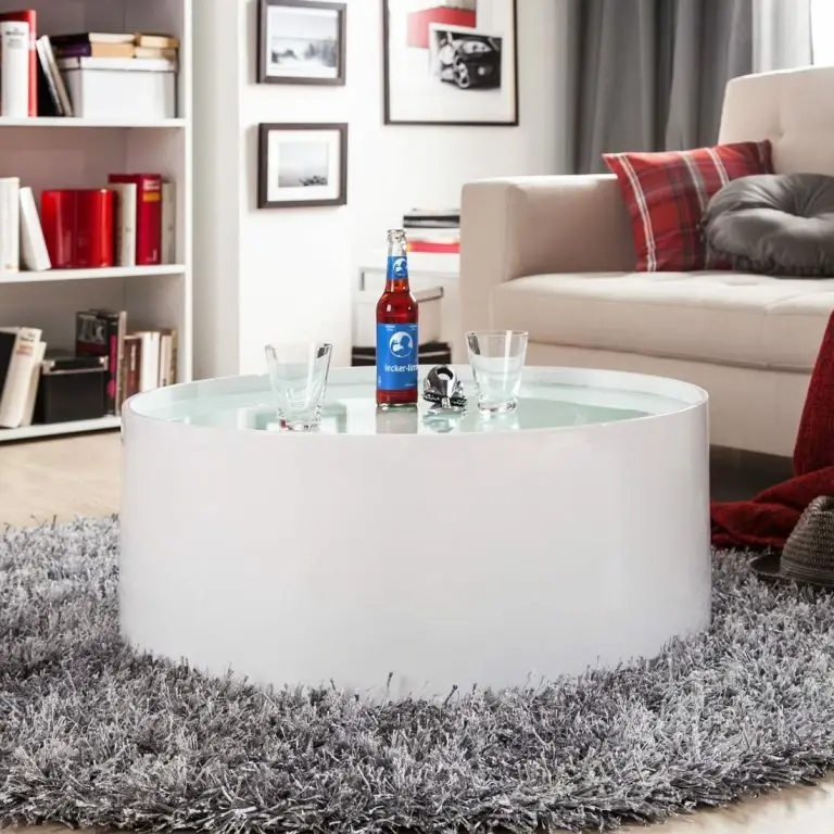Loftscape Fredriks Table Basse Lounge – Blanc Brillant Et Plateau En Verre Satiné