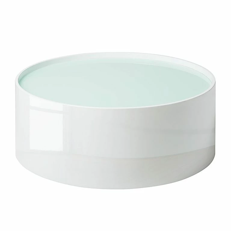 loftscape Fredriks Table basse Lounge – Blanc brillant et plateau en verre satiné