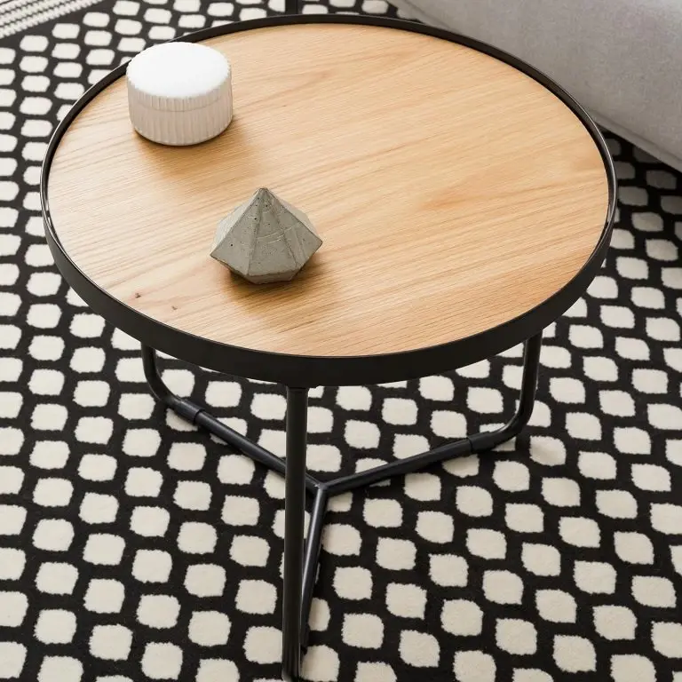 Loftscape Fredriks Table Basse Permet – Placage En Bois Véritable – Chêne / Noir – Diamètre : 50 Cm