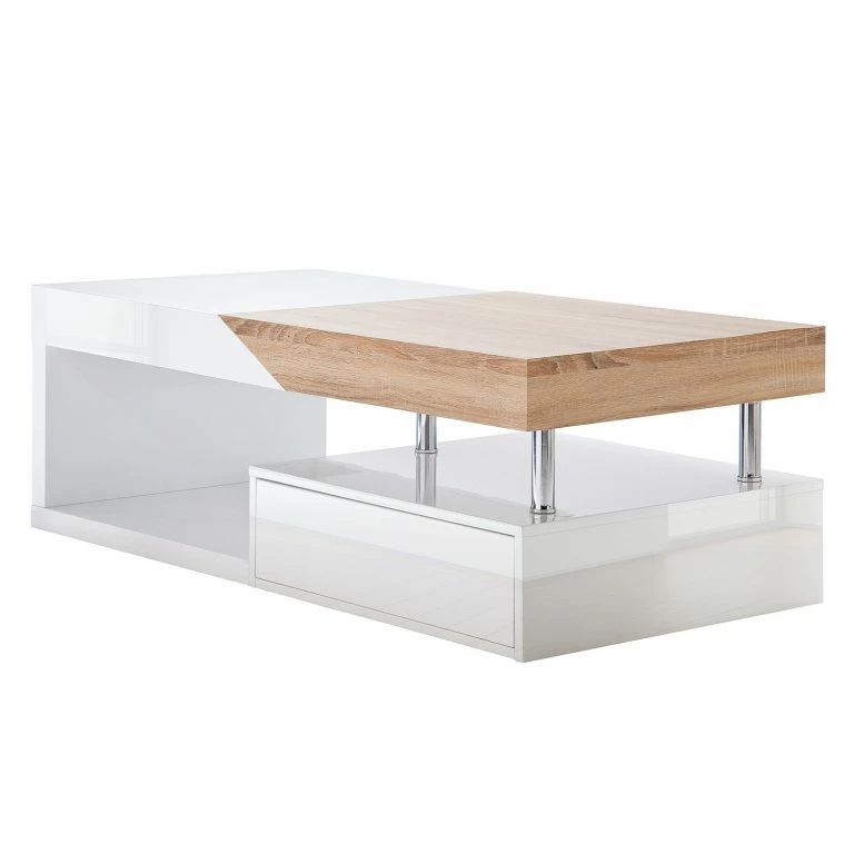 loftscape Fredriks Table basse Smithers – Blanc brillant / Imitiation chêne