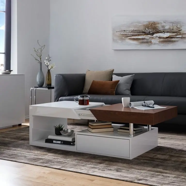 Loftscape Fredriks Table Basse Smithers – Imitation Noyer / Blanc Brillant