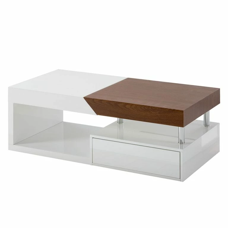 loftscape Fredriks Table basse Smithers – Imitation noyer / Blanc brillant