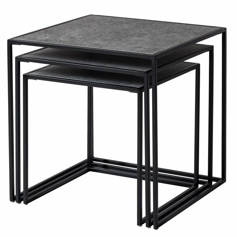 Loftscape Fredriks Table Basse Vines (3 éléments) – Métal – Gris Fumé / Noir