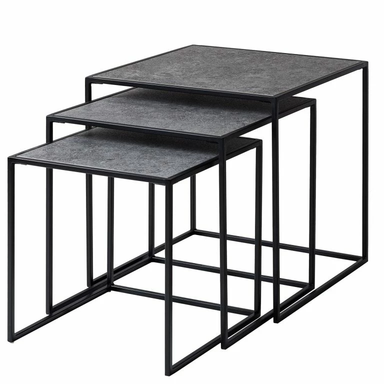 Loftscape Fredriks Table Basse Vines (3 éléments) – Métal – Gris Fumé / Noir
