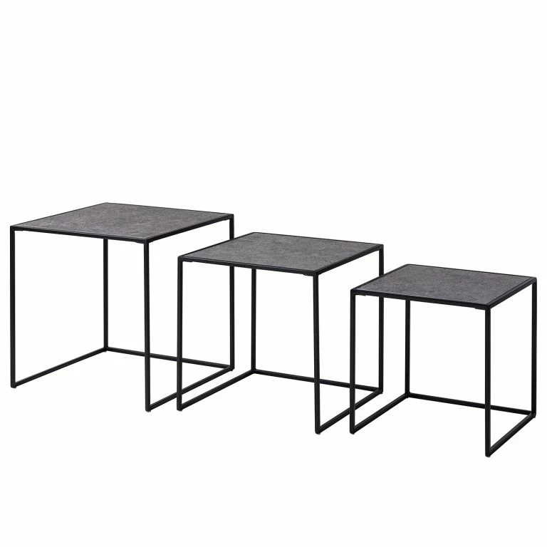 Loftscape Fredriks Table Basse Vines (3 éléments) – Métal – Gris Fumé / Noir
