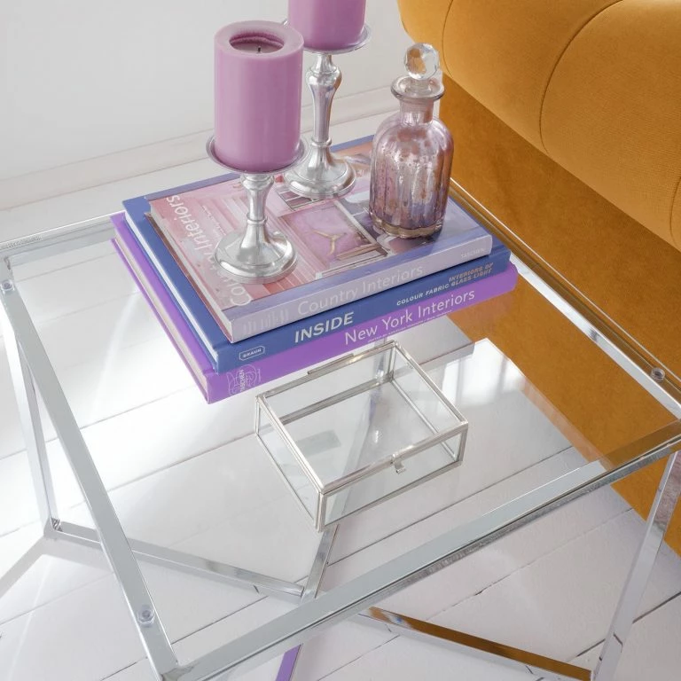 Loftscape Fredriks Table D’appoint Cross – Verre Clair Carrée