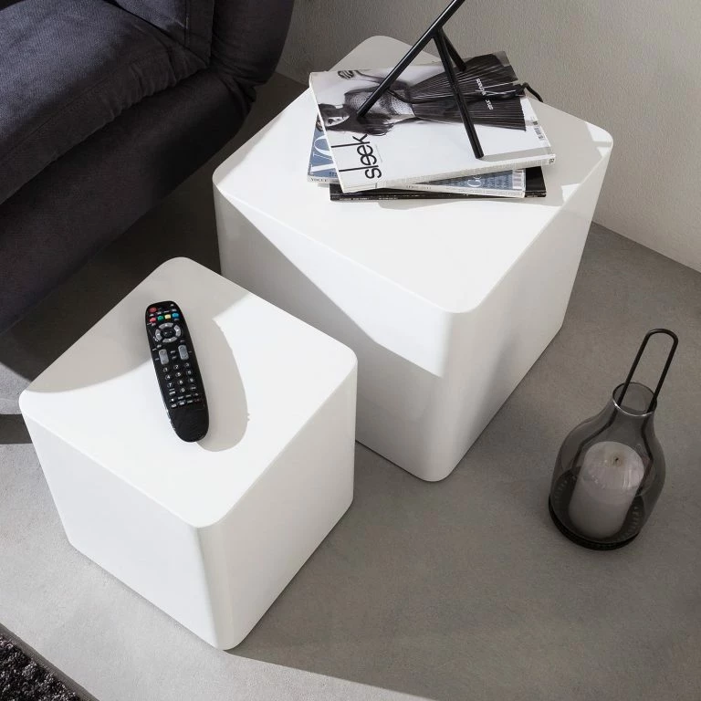 Loftscape Fredriks Tables D’appoint Square (lot De 2) – Blanc Brillant