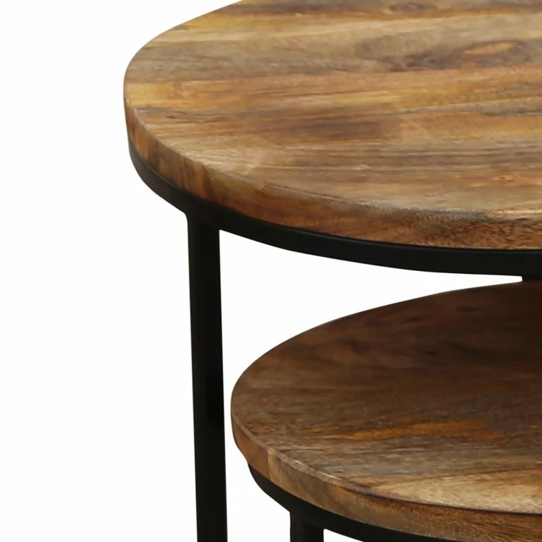 Loftscape Fredriks Tables Gigognes Leus (2 éléments) – Manguier Massif / Métal – Manguier / Noir