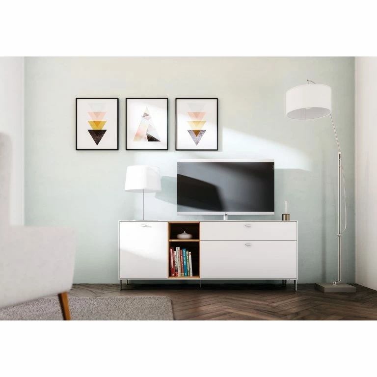 Loftscape Germania Buffet Design2 I – Blanc / Imitation Chêne De Navarre