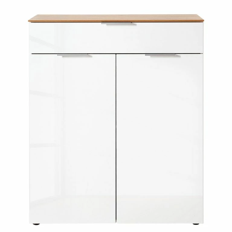 loftscape Germania Buffet étroit Cetano – Blanc brillant / Imitation chêne de Navarre