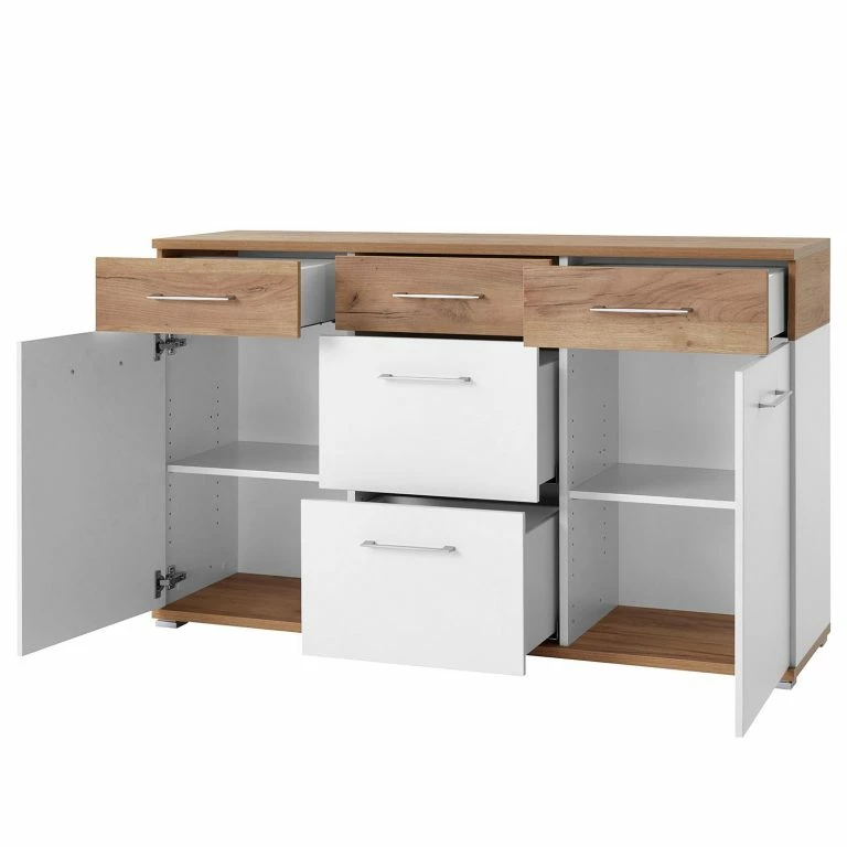 Loftscape Germania Buffet Nerola – Blanc / Imitation Chêne De Navarre