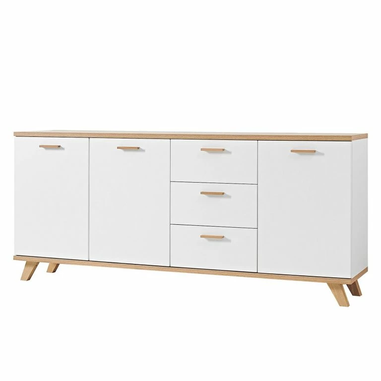 loftscape Germania Buffet Neston II – Blanc mat / Imitation chêne de Sanremo