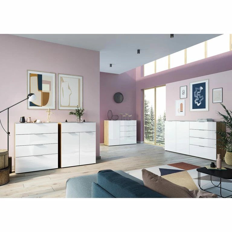Loftscape Germania Buffet Oakland I – Blanc / Imitation Chêne De Navarre