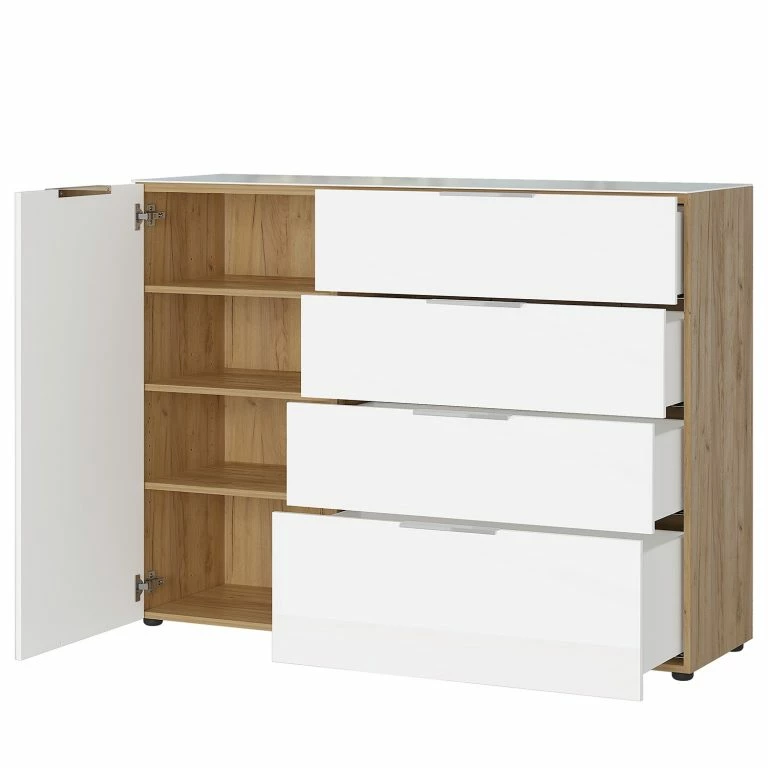 Loftscape Germania Buffet Oakland I – Blanc / Imitation Chêne De Navarre