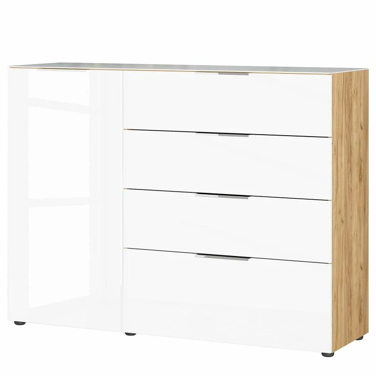 loftscape Germania Buffet Oakland I – Blanc / Imitation chêne de Navarre