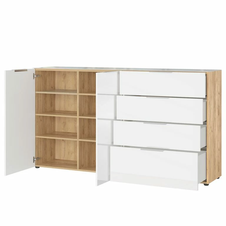 Loftscape Germania Buffet Oakland II – Blanc / Imitation Chêne De Navarre