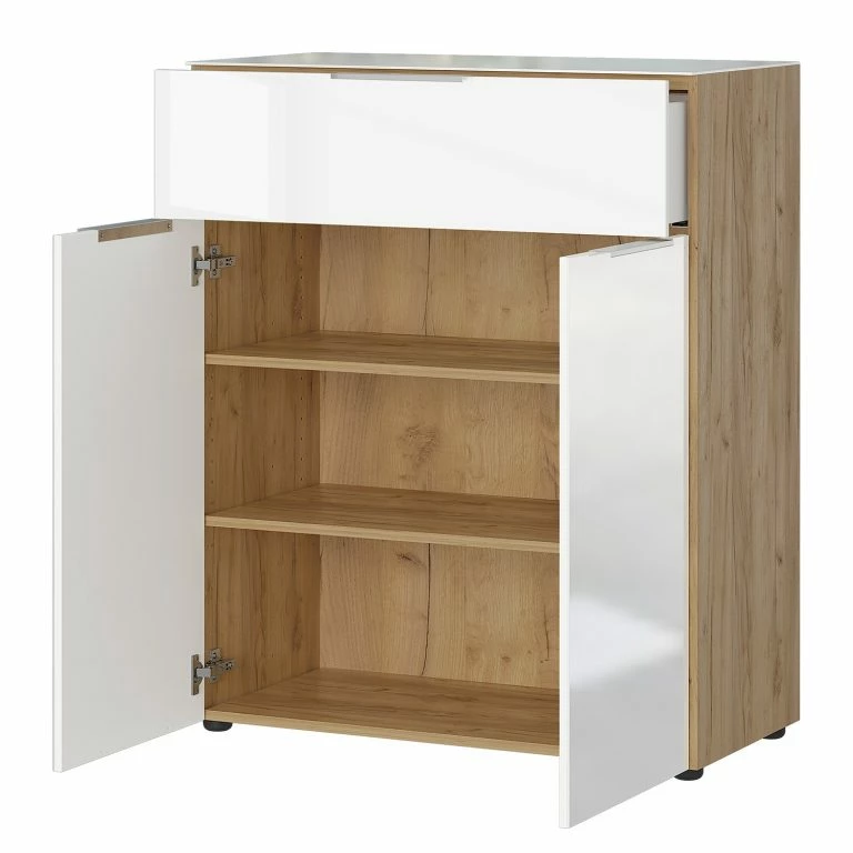 Loftscape Germania Commode Oakland II – Blanc / Imitation Chêne De Navarre