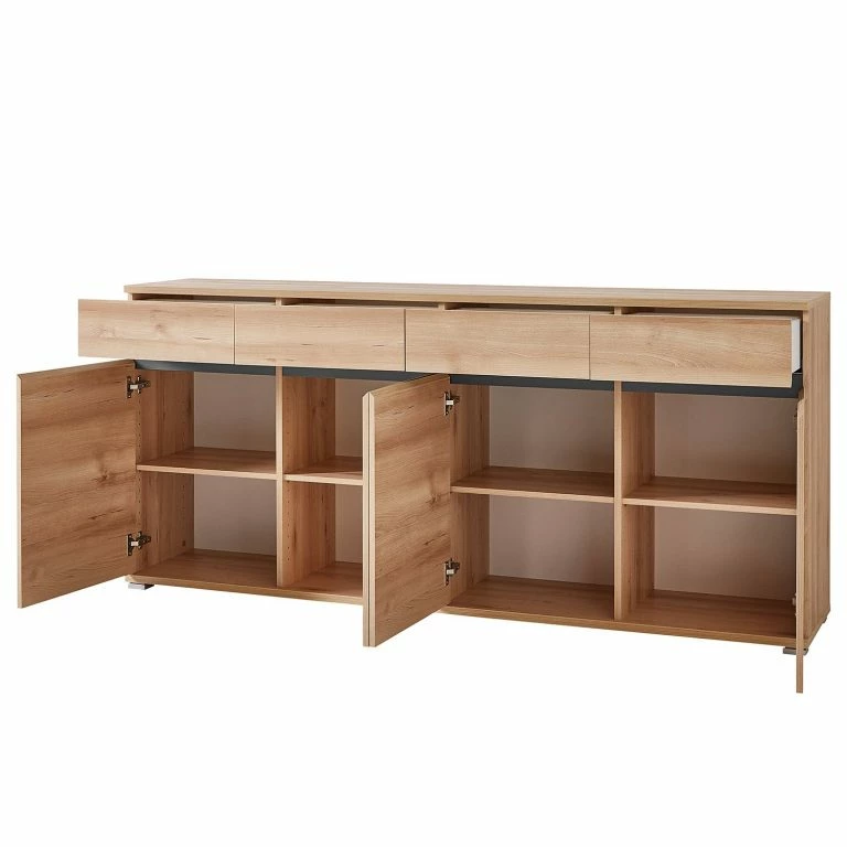 Loftscape Germania Grand Buffet Lissabon – Imitation Hêtre / Anthracite – Largeur : 192 Cm