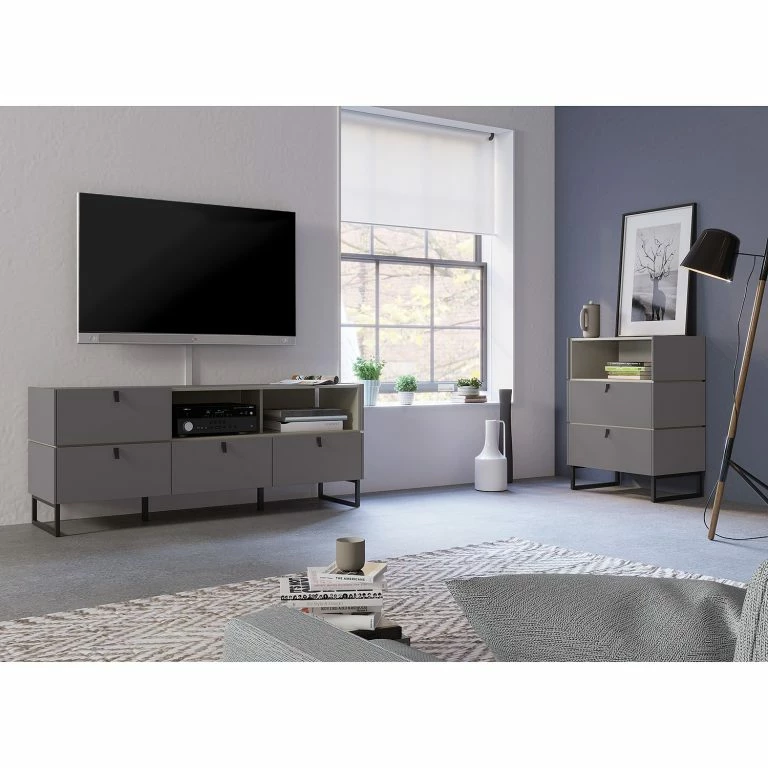 Loftscape Germania Meuble TV Mamiko II – Graphite – Largeur : 166 Cm
