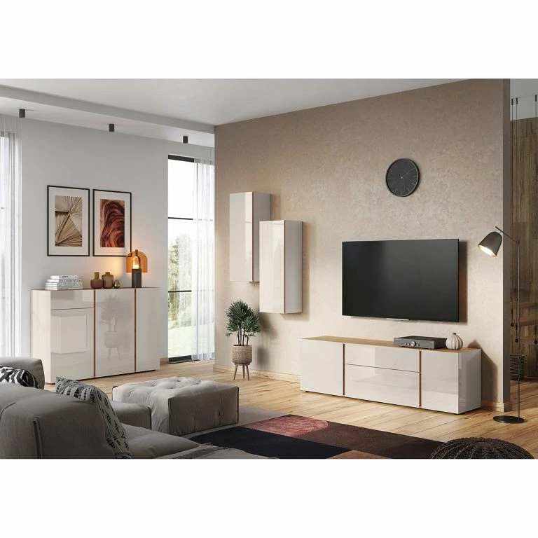 Loftscape Germania Meuble TV Mesa II – Cachemire / Imitation Chêne