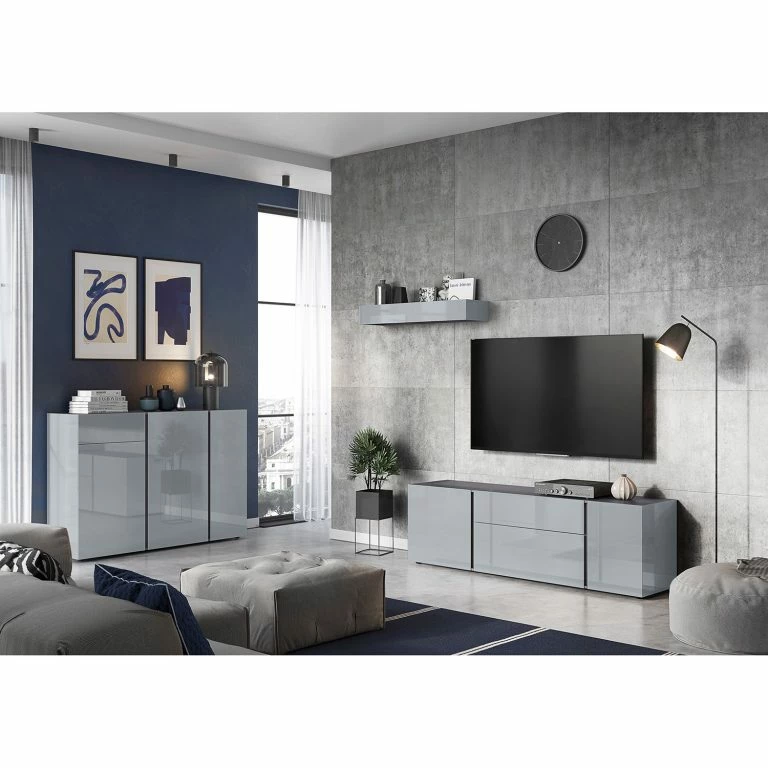 Loftscape Germania Meuble TV Mesa II – Gris Argenté / Graphite