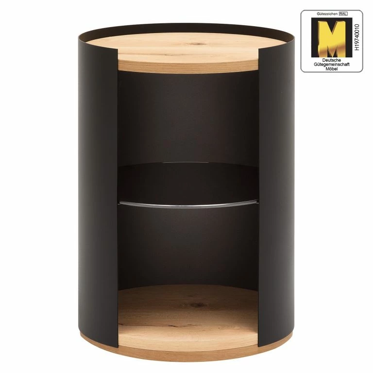 Loftscape GWINNER Bout De Canapé Style – Placage En Bois Véritable / Métal – Chêne / Anthracite