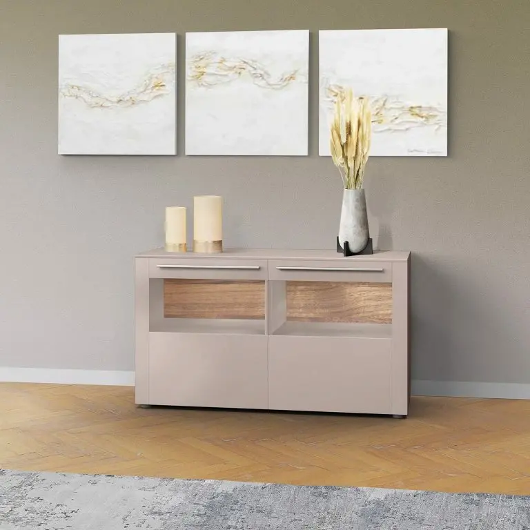 Loftscape GWINNER Buffet Bellano IV – Placage En Bois Véritable – Mat Fango / Noyer Ramageux – Sans éclairage