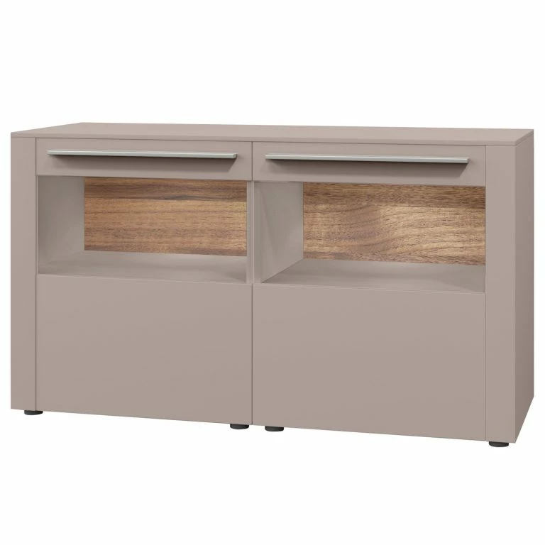 loftscape GWINNER Buffet Bellano IV – Placage en bois véritable – Mat fango / Noyer ramageux – Sans éclairage