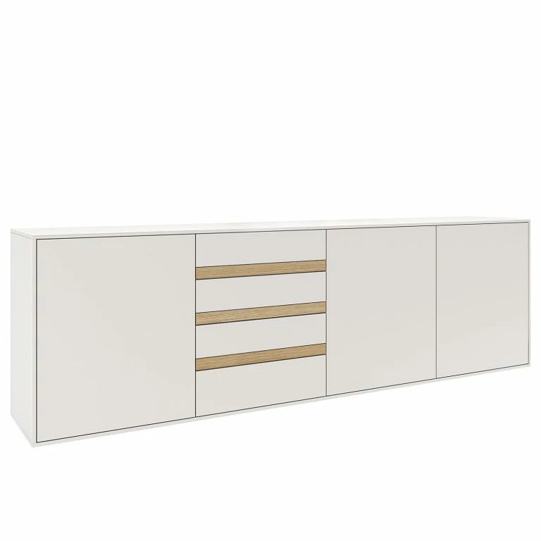 loftscape GWINNER Buffet Calea I – Plaqué bois – Blanc mat / Chêne – Alignement à gauche