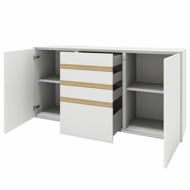 Loftscape GWINNER Buffet Calea III – Plaqué Bois – Blanc Mat / Chêne