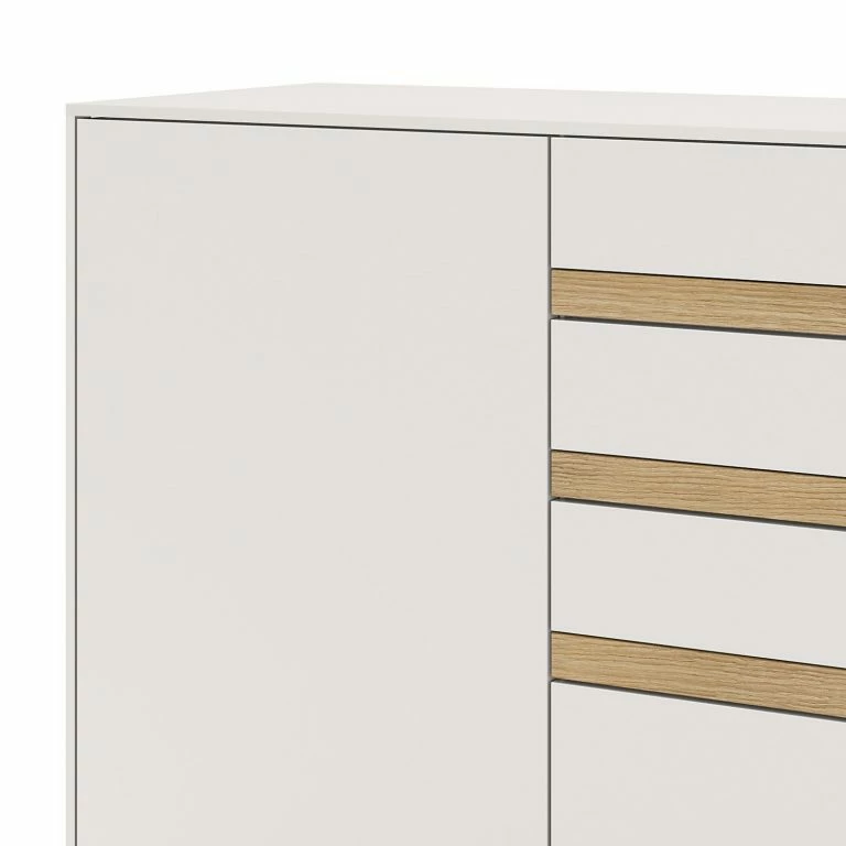 Loftscape GWINNER Buffet Calea III – Plaqué Bois – Blanc Mat / Chêne