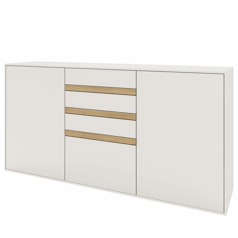 loftscape GWINNER Buffet Calea III – Plaqué bois – Blanc mat / Chêne
