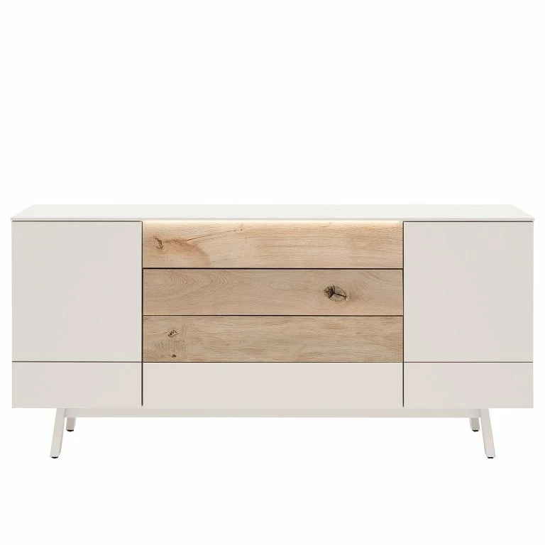 loftscape GWINNER Buffet Misano – Blanc / Chêne sauvage – Avec éclairage
