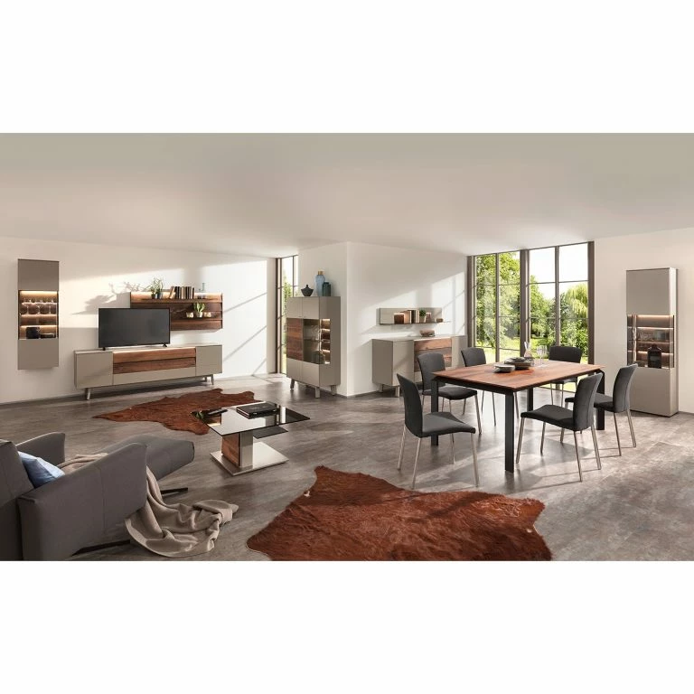 Loftscape GWINNER Buffet Misano – Gris Sahara / Poutres En Chêne – Avec éclairage