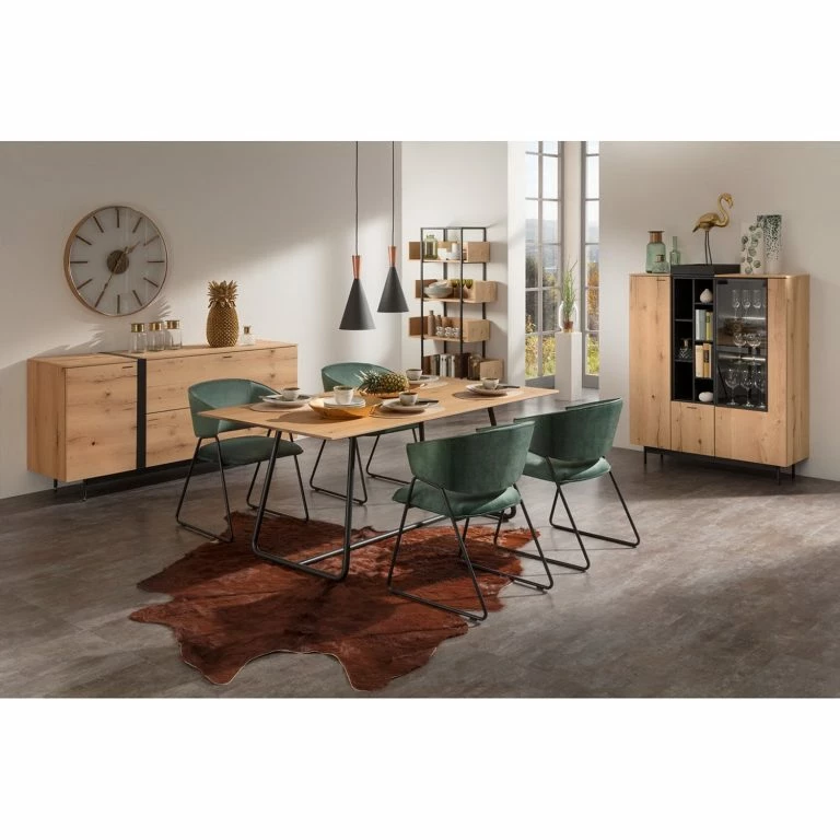 Loftscape GWINNER Buffet Style – Placage En Bois Véritable / Métal – Chêne / Anthracite