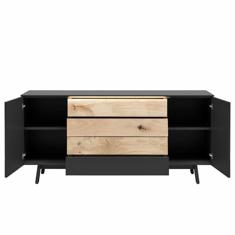 Loftscape GWINNER Enfilade Misano II (2 éléments) – Avec éclairage – Anthracite / Chêne Sauvage