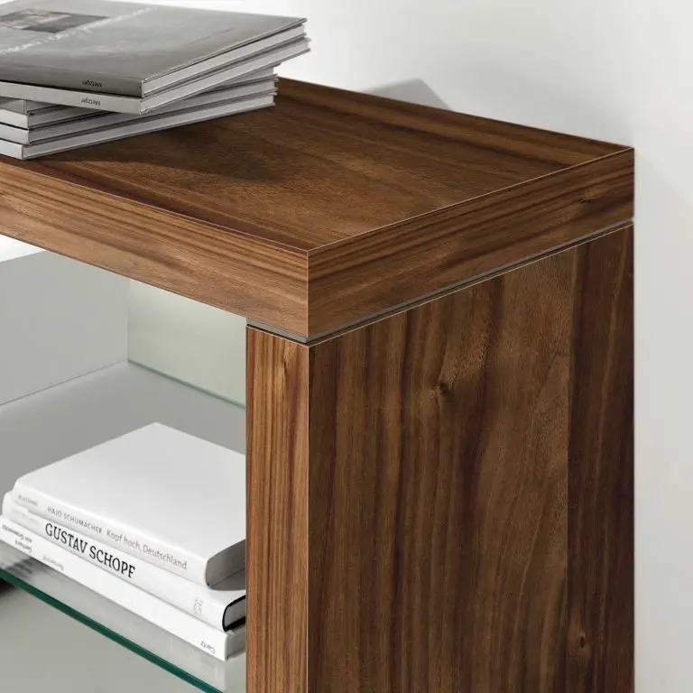 Loftscape GWINNER Meuble TV Bellano I – Placage En Bois Véritable – Mat Blanc / Noyer Ramageux – Alignement à Droite – Sans éclairage