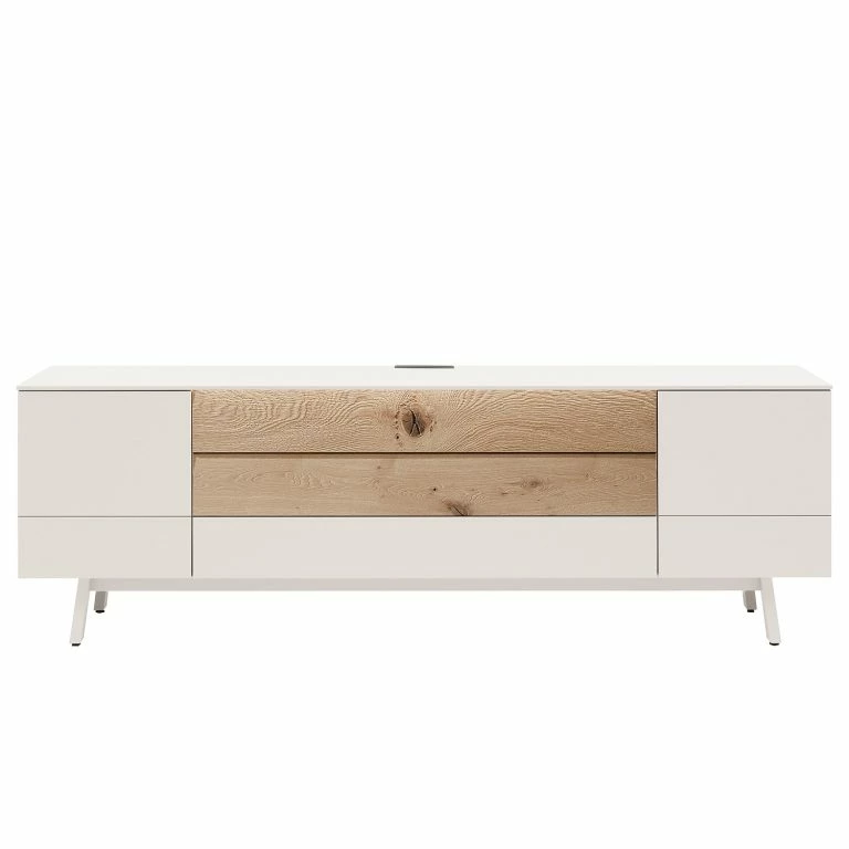 Loftscape GWINNER Meuble TV Misano – Placage En Bois Véritable – Gris Sahara / Planches De Chêne – Blanc / Chêne Sauvage – Sans éclairage
