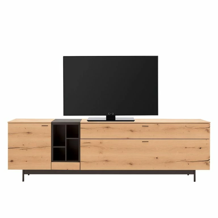 loftscape GWINNER Meuble TV Style I – Placage en bois véritable / Métal – Chêne / Anthracite