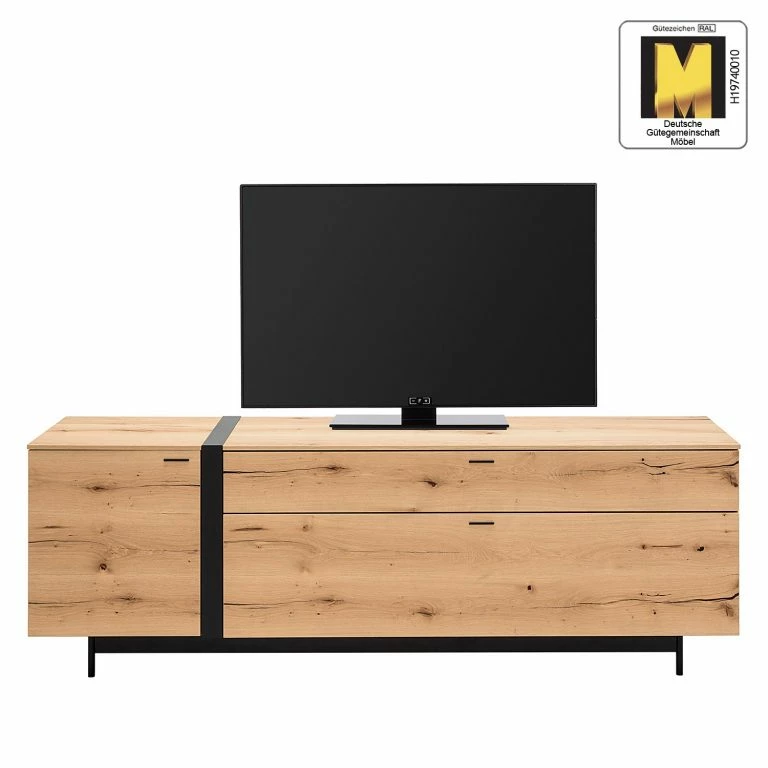 Loftscape GWINNER Meuble TV Style II – Placage En Bois Véritable / Métal – Chêne / Anthracite