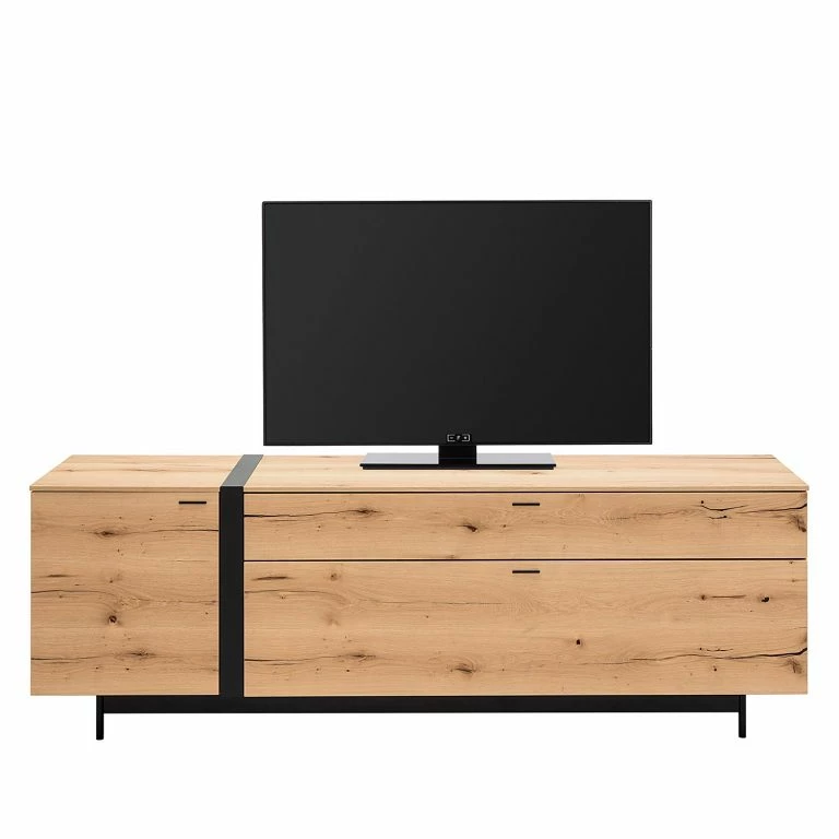 loftscape GWINNER Meuble TV Style II – Placage en bois véritable / Métal – Chêne / Anthracite